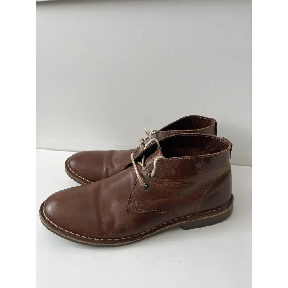 Michael Shannon Boots Mens Size 7 Brown Leather Desert Chukka Ankle Lace Up